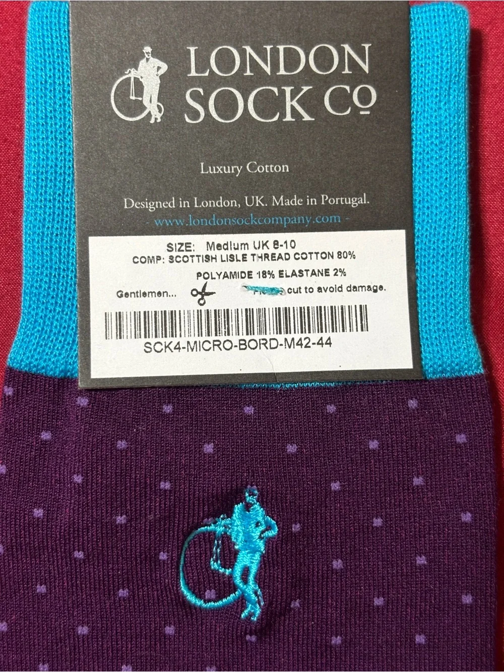 London Sock Co Fine Cotton Lisle Men's All Season Sock Size Medium US 9-11.5